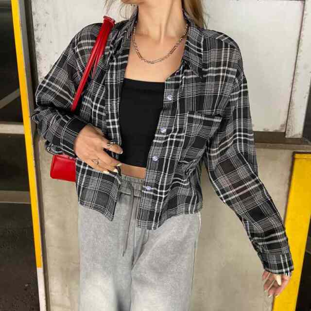 チェックショートシャツ