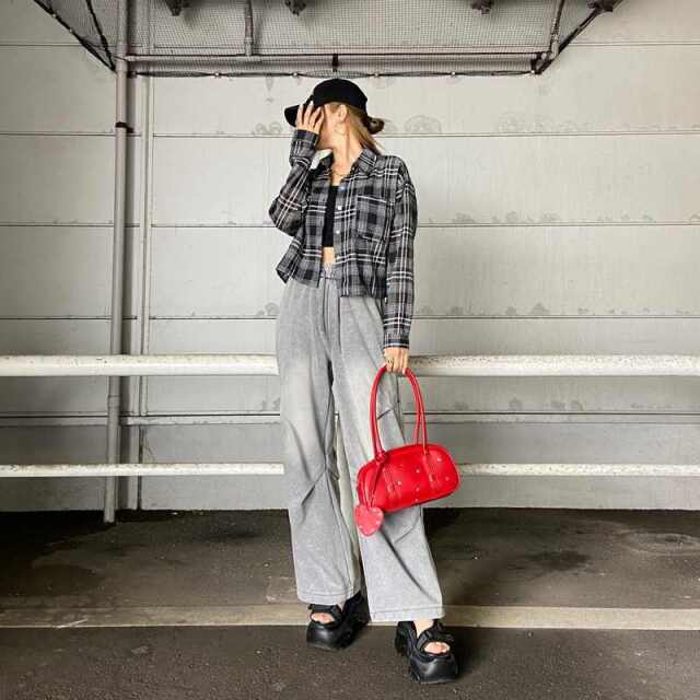 チェックショートシャツ