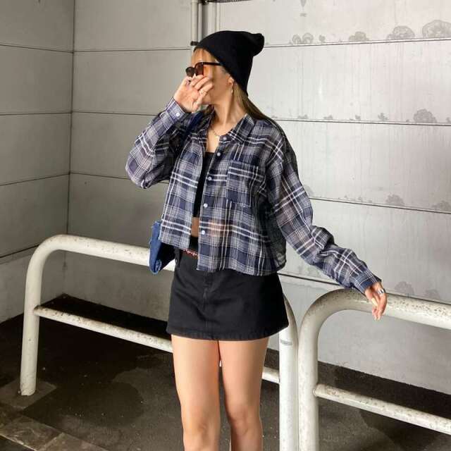 チェックショートシャツ