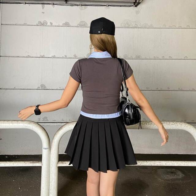 シャツアンサンブル風プレートトップス
