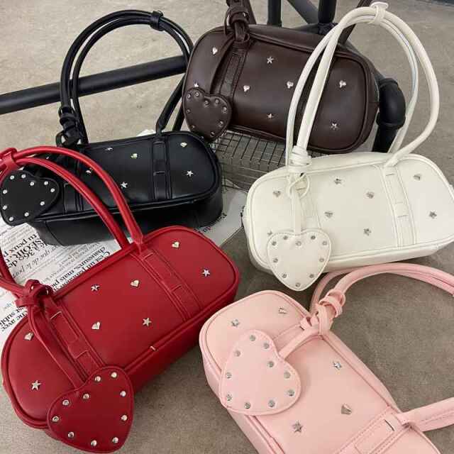 シルバーモチーフチャーム付きボストンバッグ