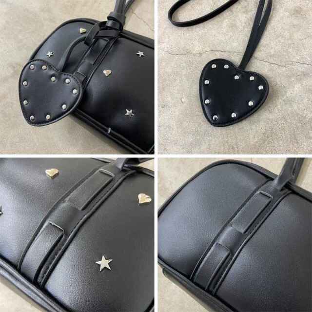 シルバーモチーフチャーム付きボストンバッグ
