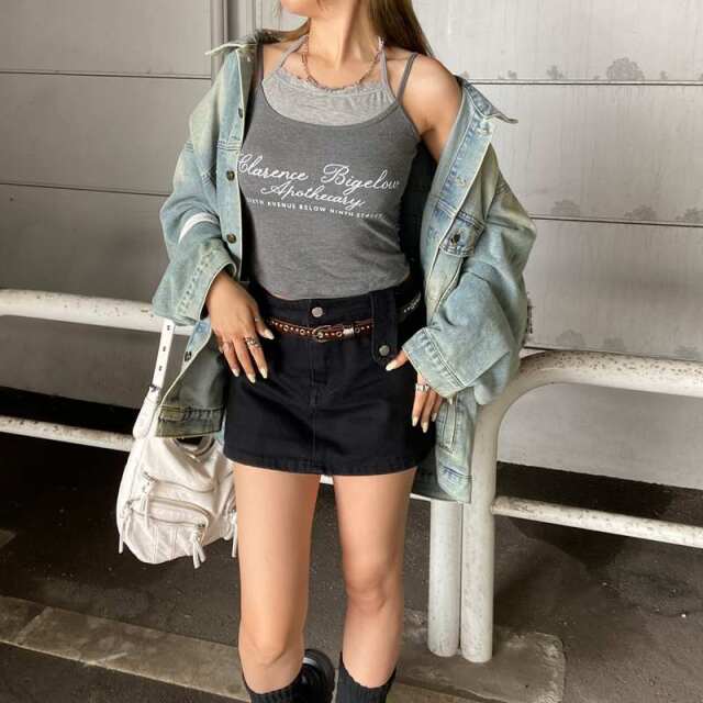 アンサンブル風レースロゴタンクトップ