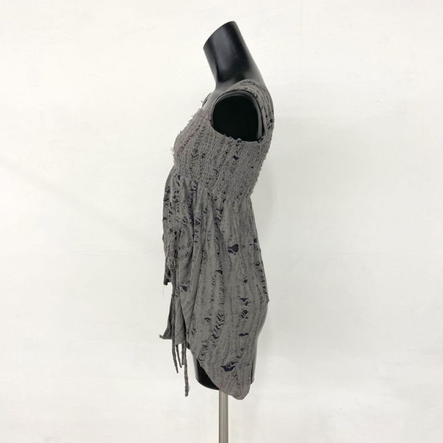 ダメージドロストノースリーブトップス