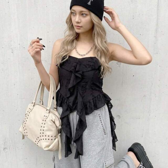 ダメージフリルキャミソールトップス