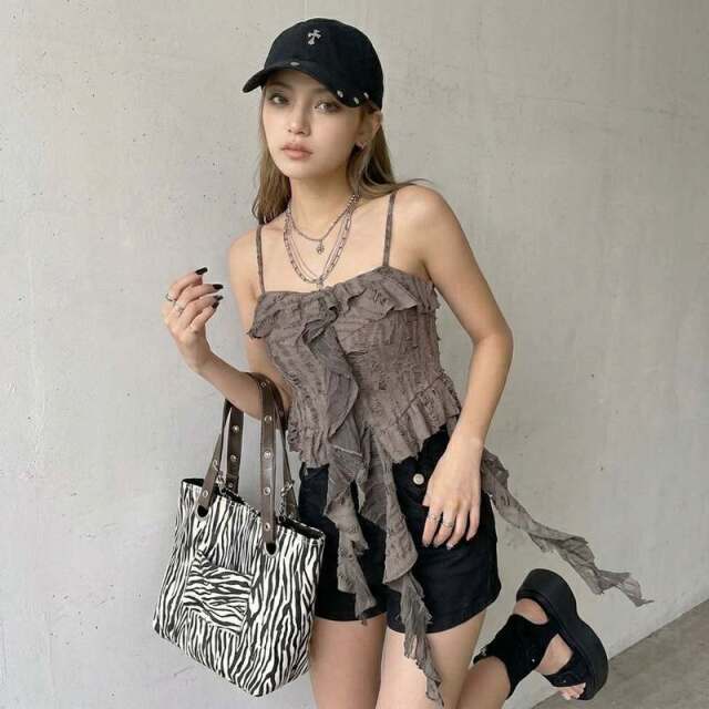 ダメージフリルキャミソールトップス