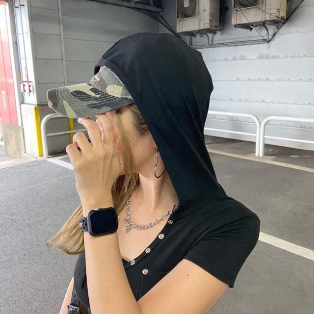 ヘンリーフードサイドドロストトップス