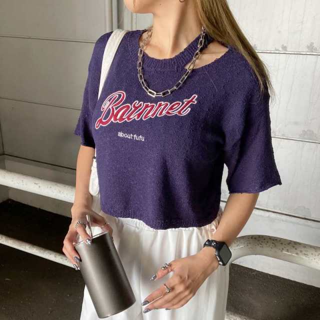 スラブカットショルダーロゴプルオーバー