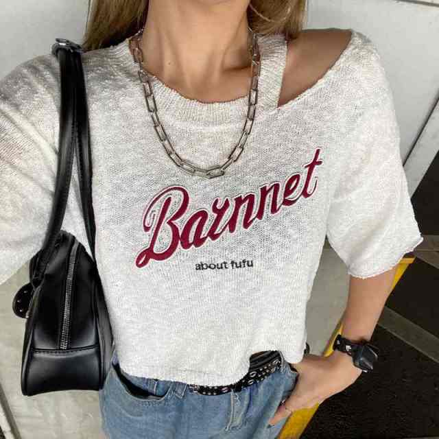 スラブカットショルダーロゴプルオーバー