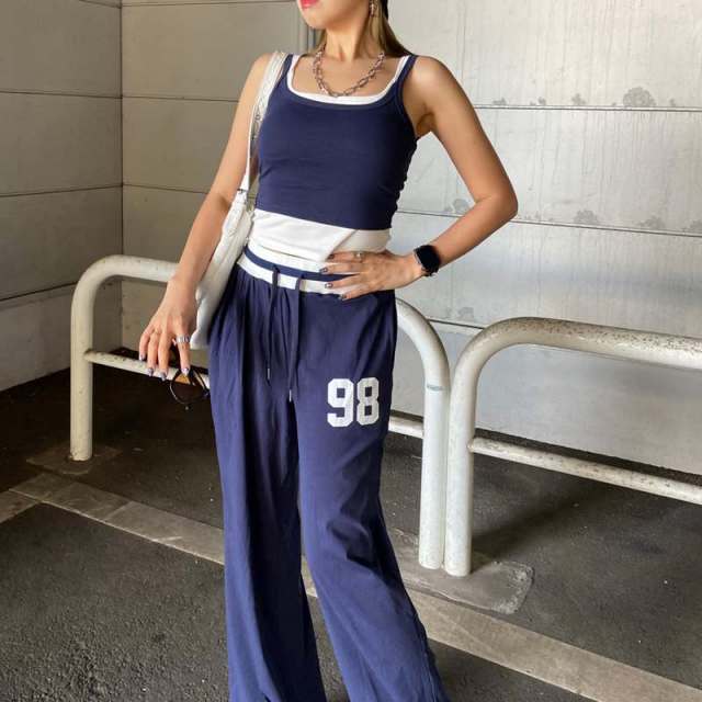 アンサンブル風タンクトップ・パンツセットアップ