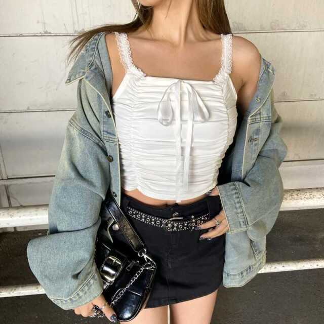 フロントドロストリボンキャミソール