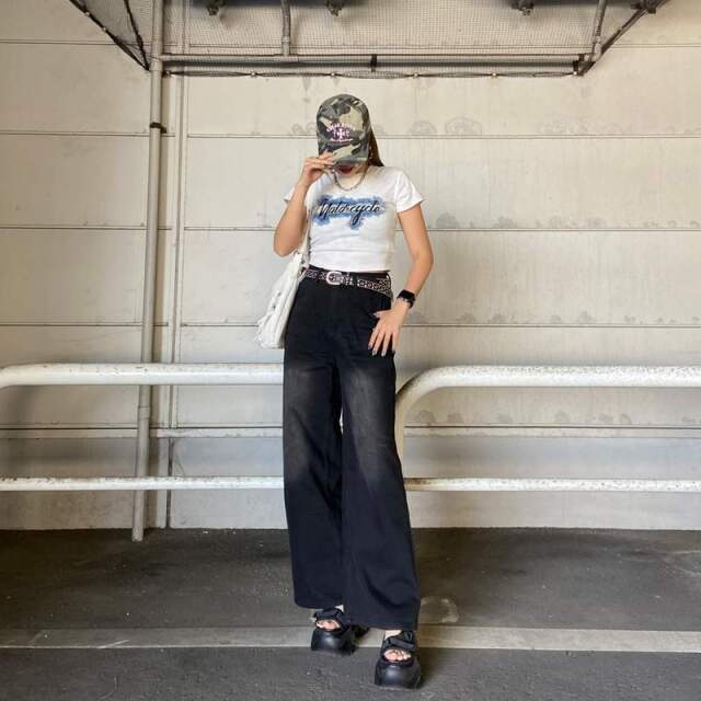 デニムストーンロゴチビTシャツ