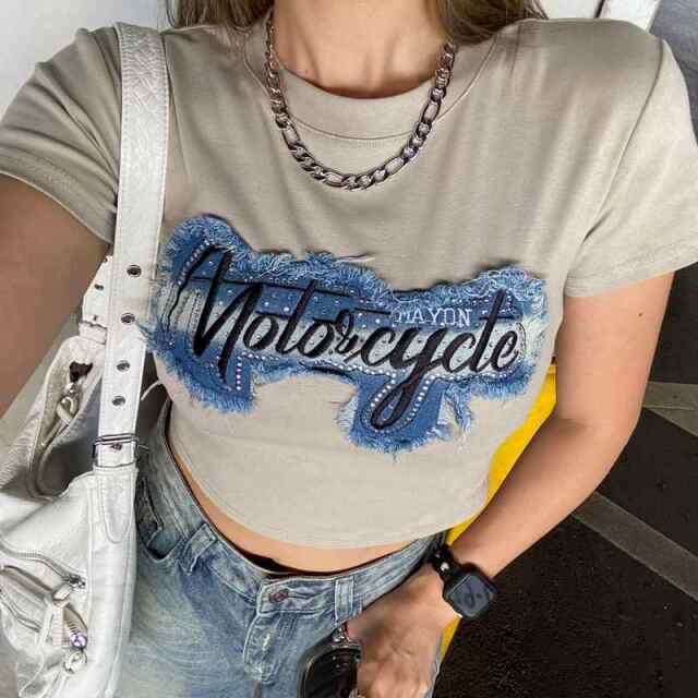 デニムストーンロゴチビTシャツ