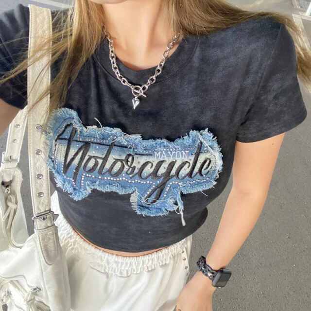デニムストーンロゴチビTシャツ