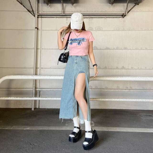 デニムストーンロゴチビTシャツ