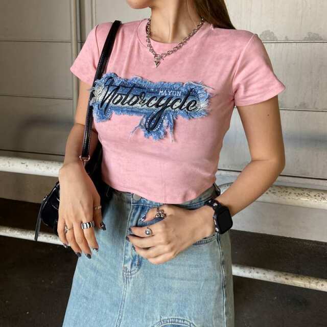 デニムストーンロゴチビTシャツ