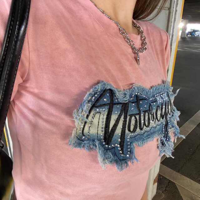 デニムストーンロゴチビTシャツ