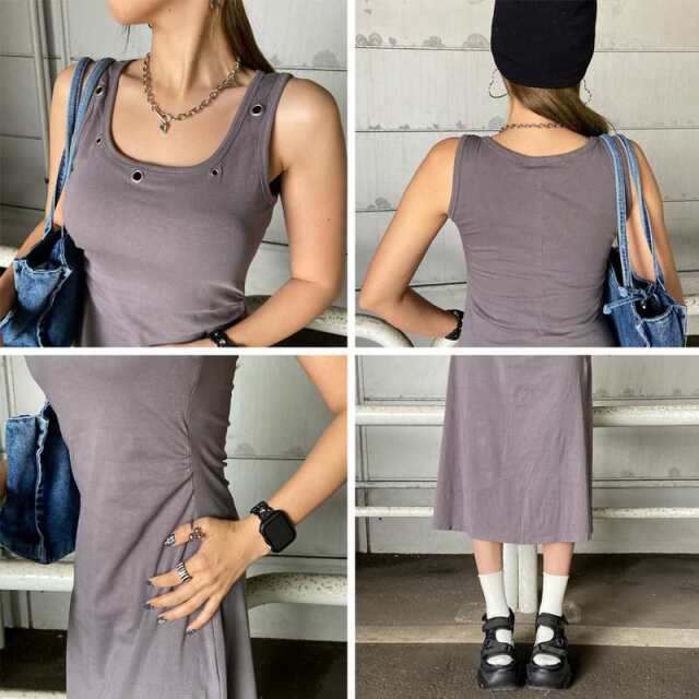 ハトメノースリーブワンピース