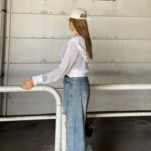 透かしWZIPショートパーカー