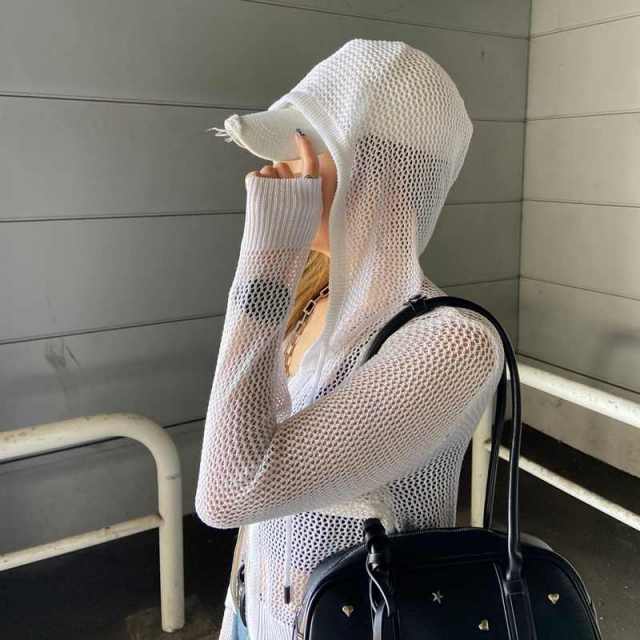 透かしWZIPショートパーカー