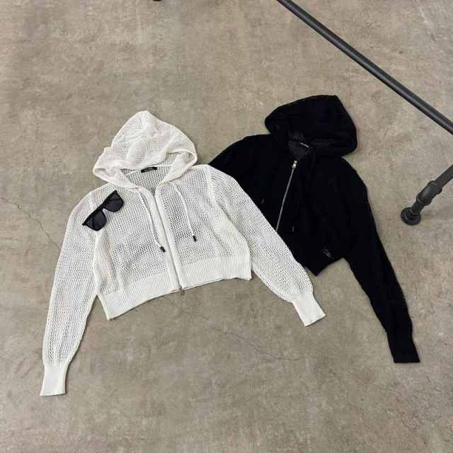 透かしWZIPショートパーカー