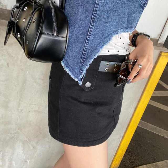 デニムイレギュラーヘムトップス