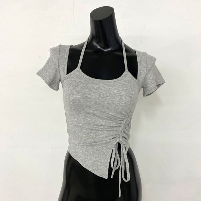 ドロストイレギュラーヘムショートトップス