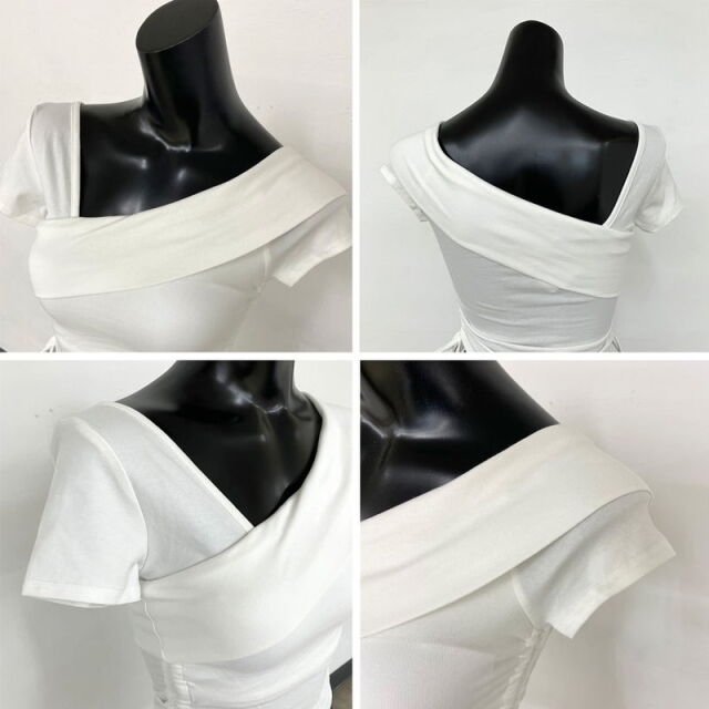 ワンショルダードロストショートトップス