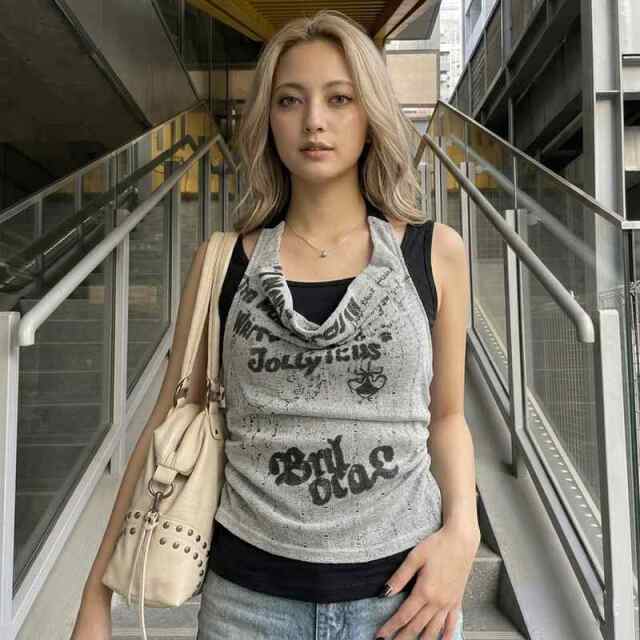 ドレープノースリーブアンサンブル風トップス