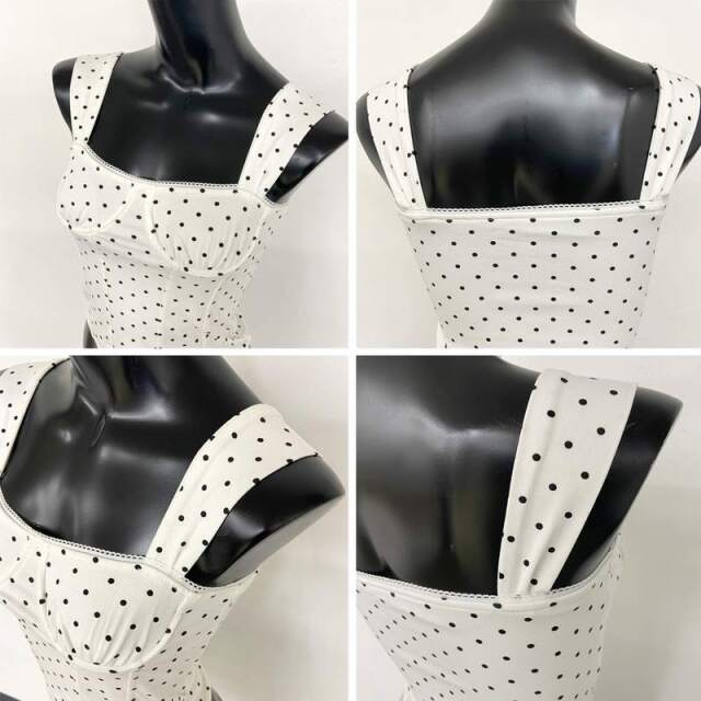 ドットノースリーブトップス