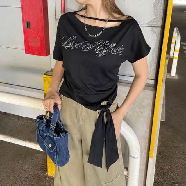 ストーン前しばりオフショルダートップス