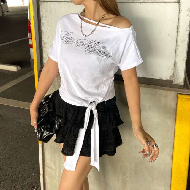 ストーン前しばりオフショルダートップス