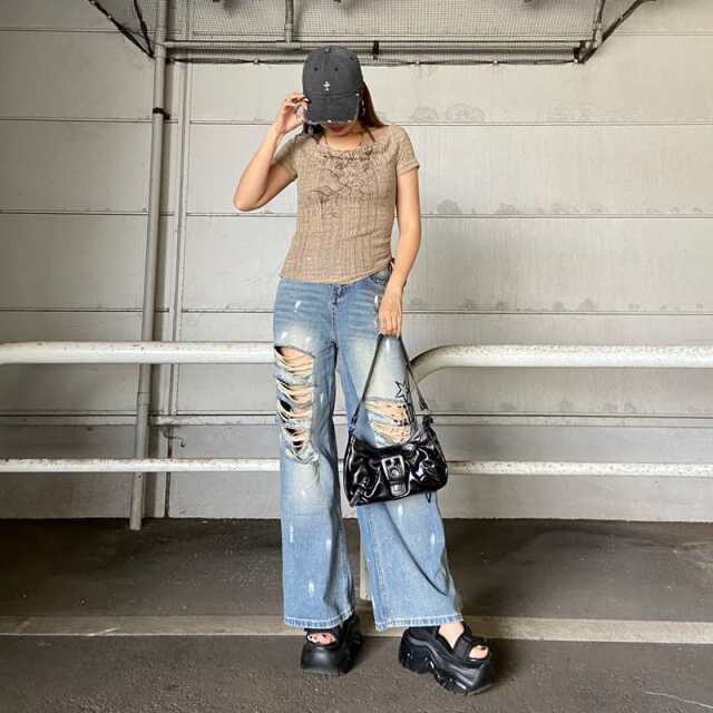 透かしドレープトップス