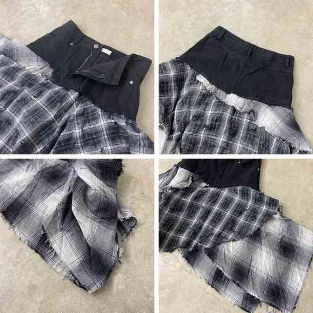 チェックデニムイレヘムスカート