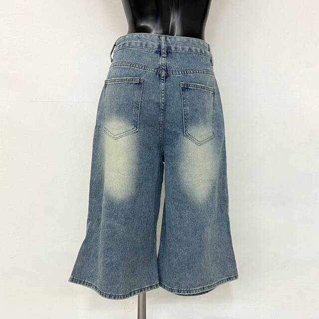ロゴダメージハーフデニムパンツ