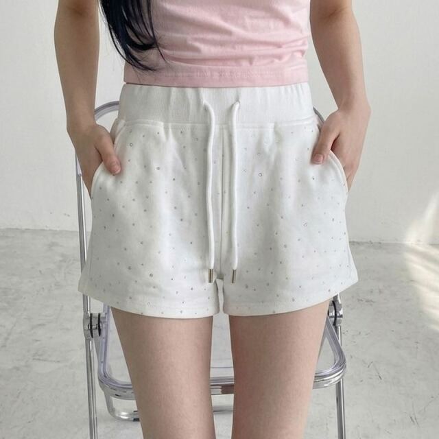 ストーン付きカットショートパンツ