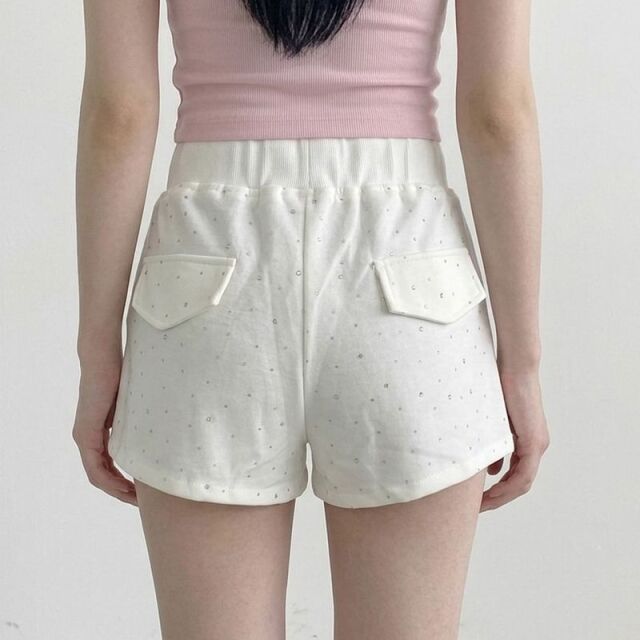 ストーン付きカットショートパンツ
