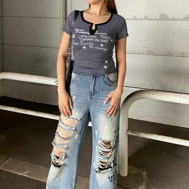 ボーダースターロゴTシャツ