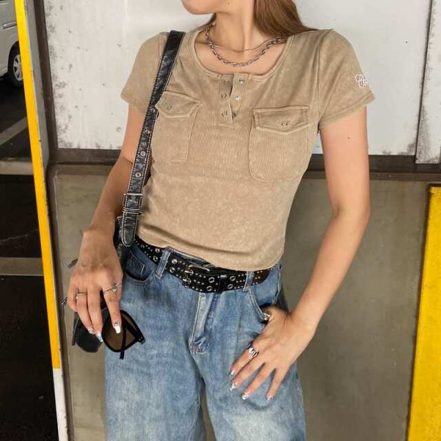 ブリーチ袖ロゴトップス