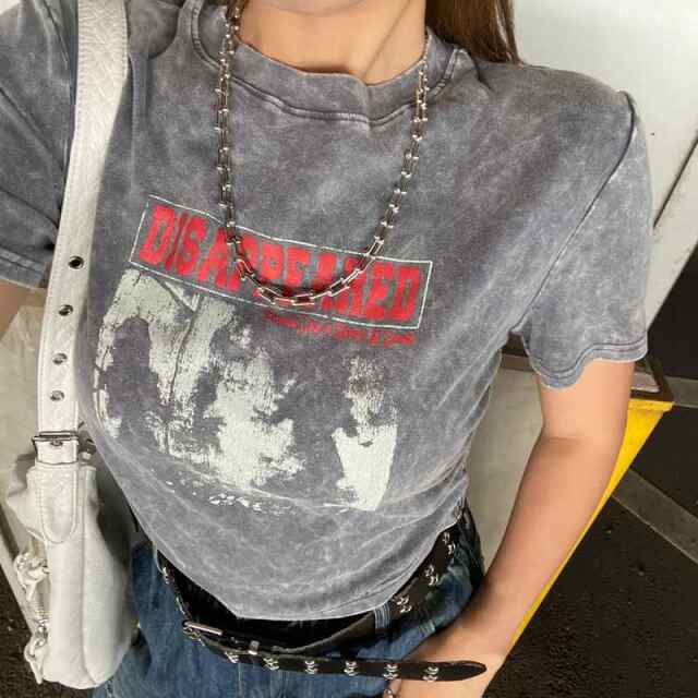 ブリーチ転写ロゴドロストTシャツ