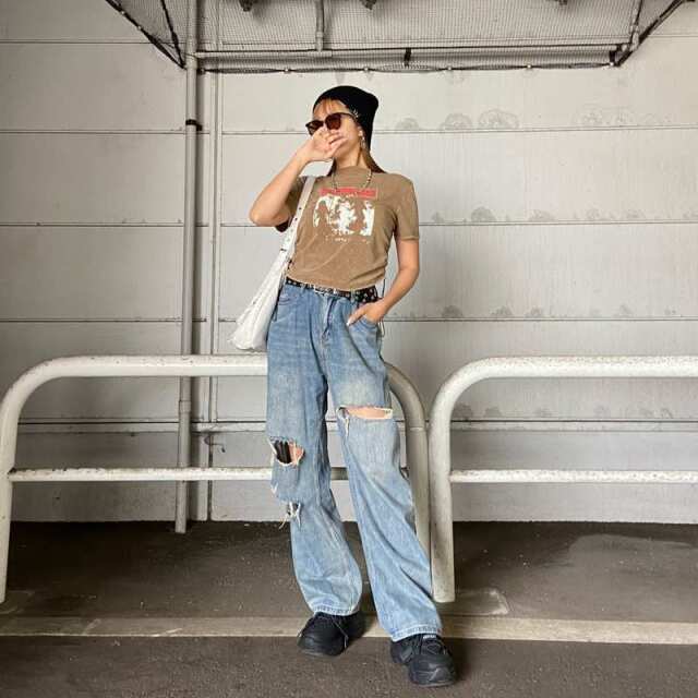 ブリーチ転写ロゴドロストTシャツ
