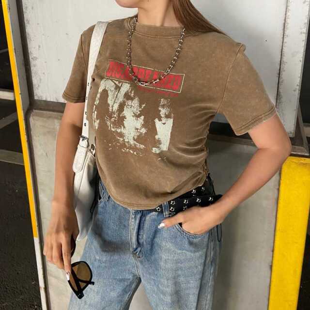 ブリーチ転写ロゴドロストTシャツ