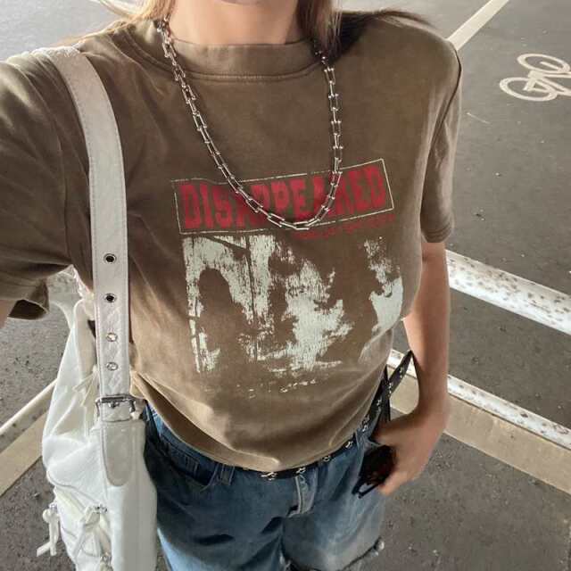 ブリーチ転写ロゴドロストTシャツ
