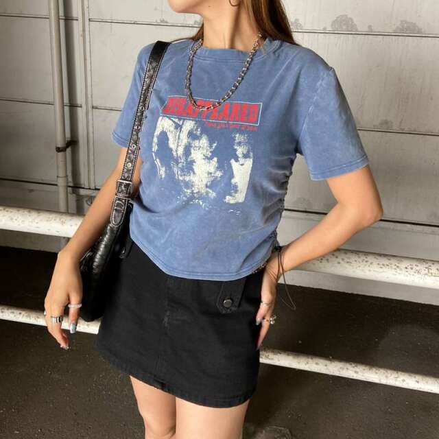 ブリーチ転写ロゴドロストTシャツ
