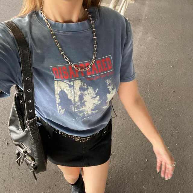 ブリーチ転写ロゴドロストTシャツ