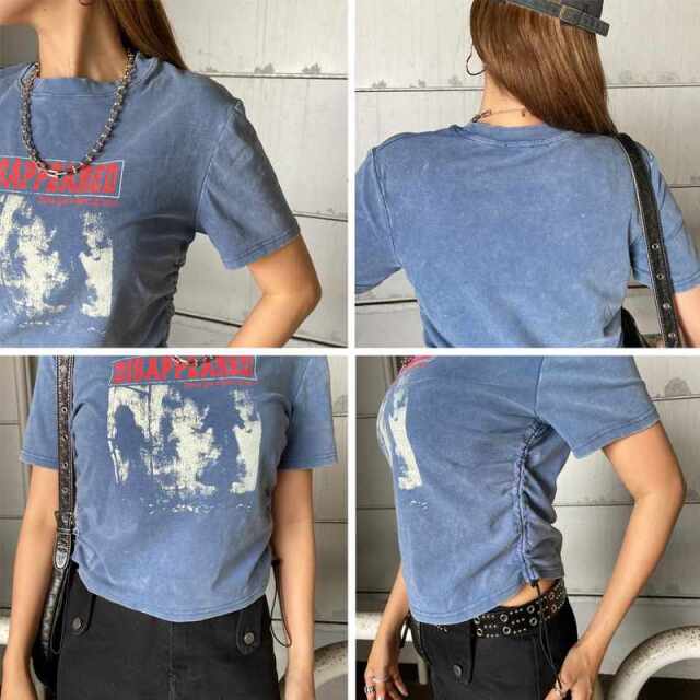 ブリーチ転写ロゴドロストTシャツ
