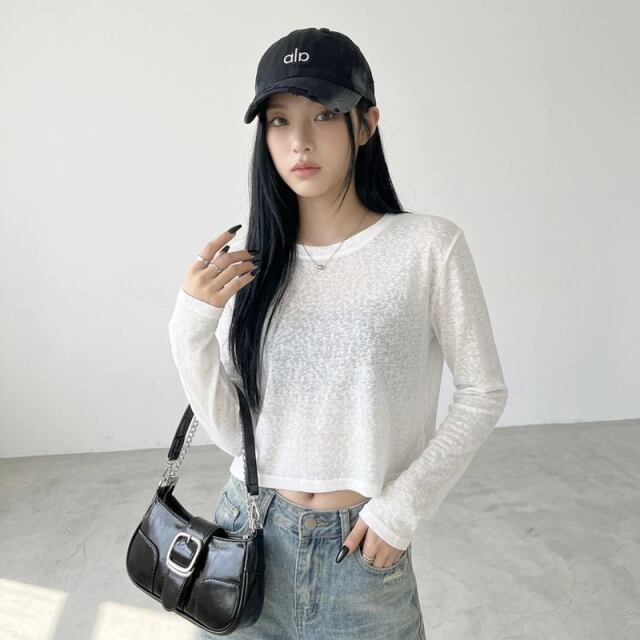 スラブショートバックボタントップス