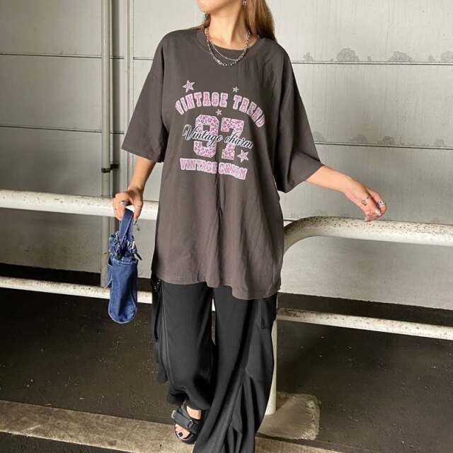 ナンバリングヒョウ柄ビッグTシャツ