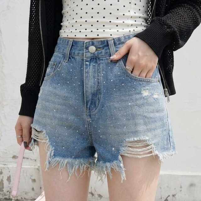 ストーンデニムショートパンツ