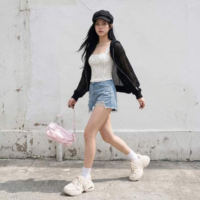 ストーンデニムショートパンツ